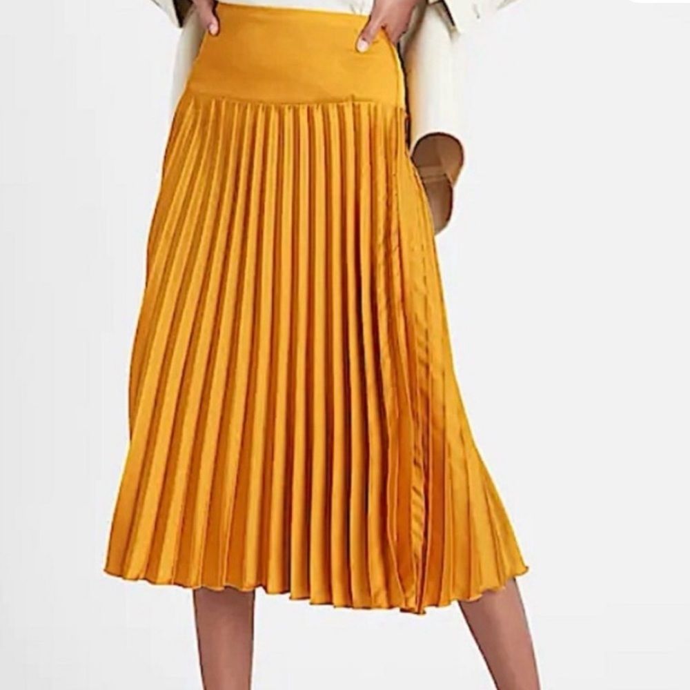 Banana Republic Golden Pleated A-Line Skirt Size 12 Nwt